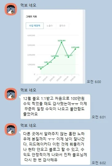 꾸준한 수익과 줄어든 불안감을 전한 크루원의 후기